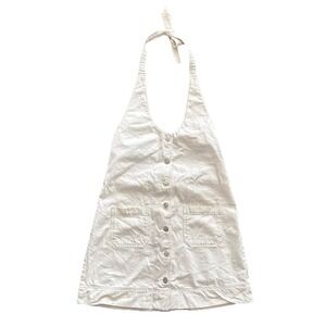 Reformation Brittany Denim Halter Mini Dress Women's Medium Ivory